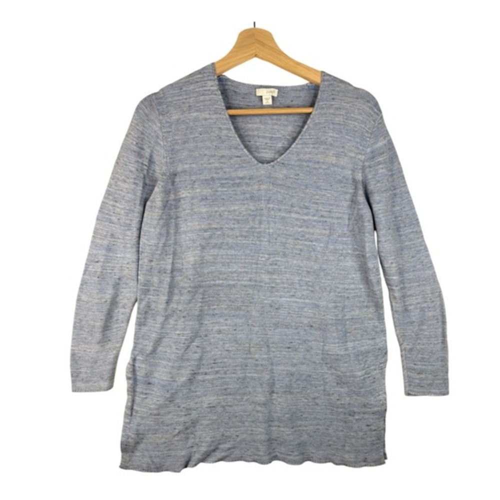 J Jill Shirt Womens Medium Petite 3/4 Sleeve Blue‎ Striped Pure Jill
